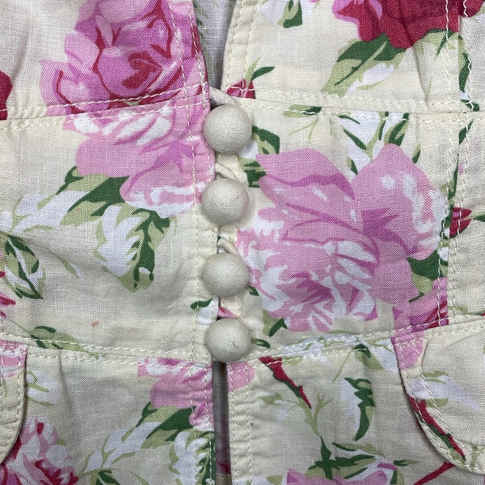BANANA REPUBLIC Fabric Blazer Floral Linen Covered Buttons Cottagecore 8 - Picture 7 of 12